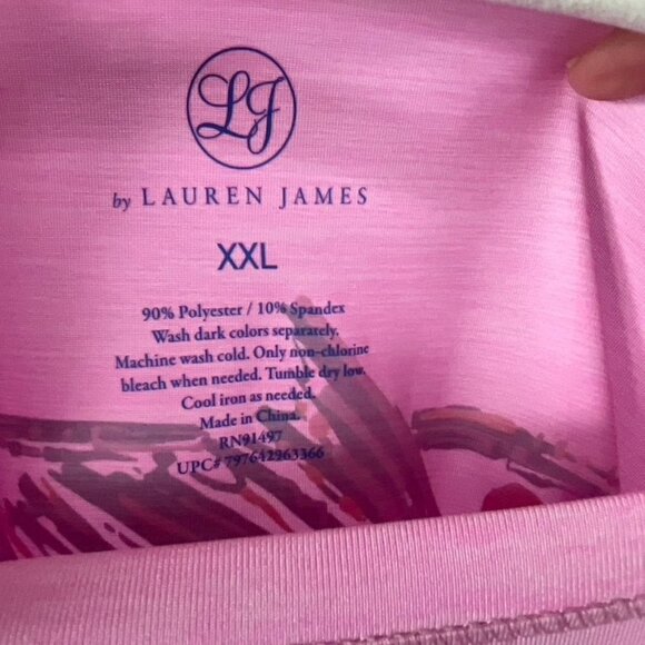 Lauren James pink SPF swordfish sun guard beach long sleeve top, size XXL - Picture 7 of 8